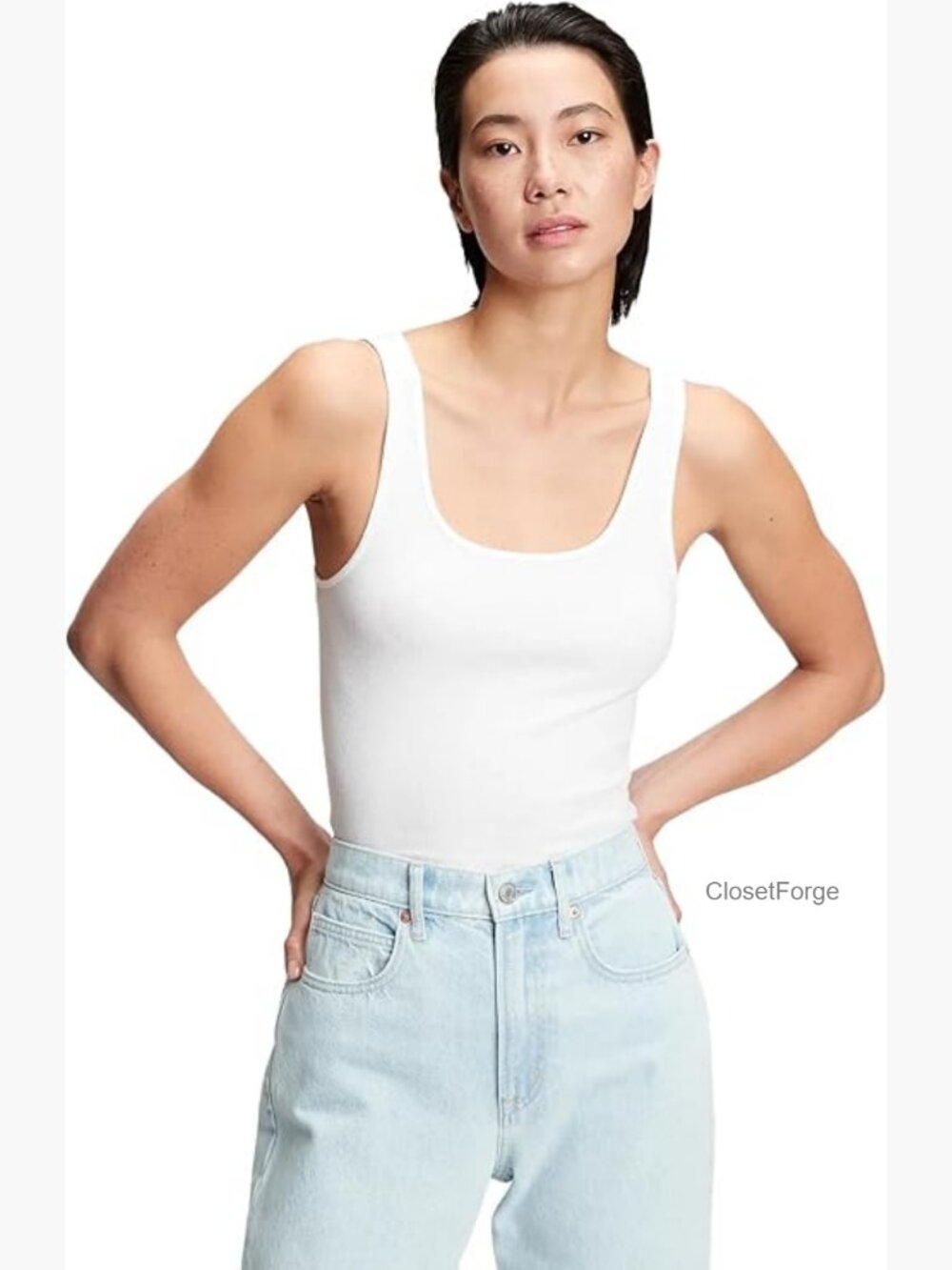Ribbed Tank Top - Super Soft Cotton, Sleeveless, Pull On, Lightweight, Stretch